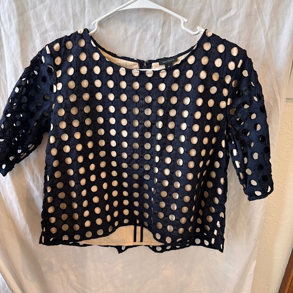 Ann Taylor Midnight Blue Eyelet Blouse - Picture 1 of 6